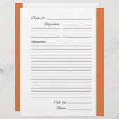 Pages de recette recto verso orange (Devant / Derrière)