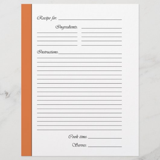 Pages de recette recto verso orange (Dos)