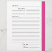 Pages de recette recto-verso rose (Devant)