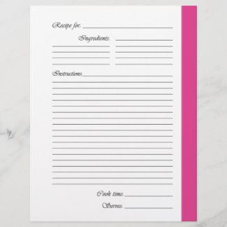 Pages de recette recto-verso rose