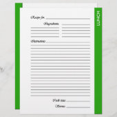 Pages de recette recto vertes LUNCH (Devant / Derrière)