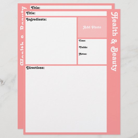 Pages de recette (rose) (Devant / Derrière)