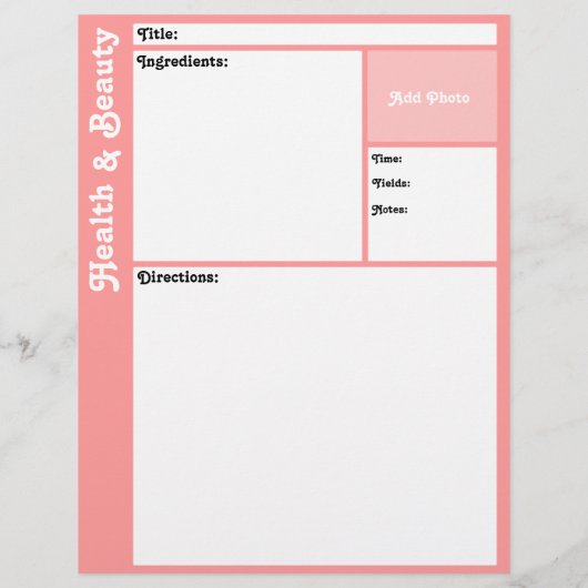 Pages de recette (rose) (Dos)