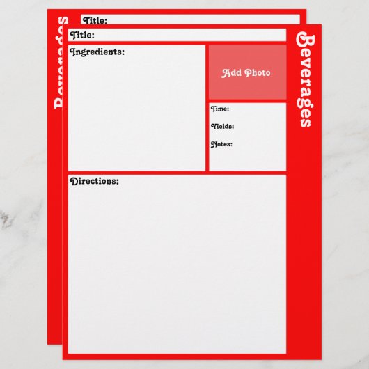 Pages de recette (rouge) (Devant / Derrière)