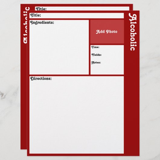 Pages de recette (rouge foncé) (Devant / Derrière)