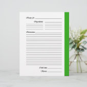 Pages de recette vertes recto-verso (Debout devant)