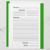 Pages de recette vertes recto-verso (Devant / Derrière)