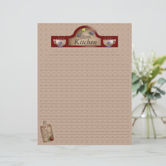 Pages de recettes de cuisine de maman (Lined) (Debout devant)