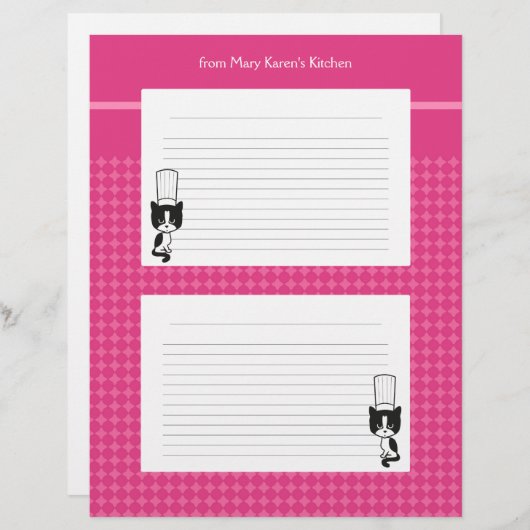 Pages de recettes illustrées pour les classeurs (Devant / Derrière)