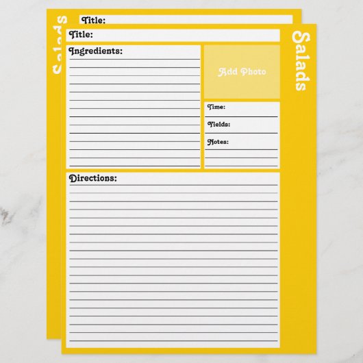 Pages de recettes liées (Jaune) (Devant / Derrière)