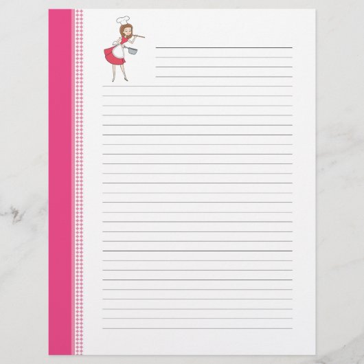 Pages de recettes lignées d'art rétro pour femmes (Devant)