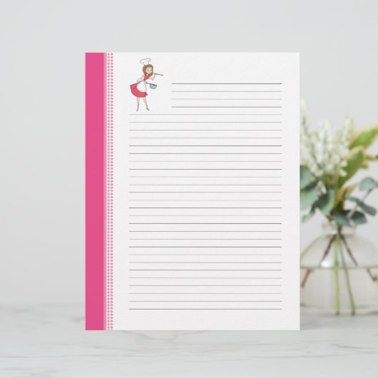 Pages de recettes lignées d'art rétro pour femmes  (Debout devant)