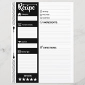 Pages de recettes modernes lignées (format lettre) (Devant)