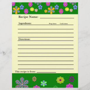 Pages de recettes pour le Classeur des Favoris de
