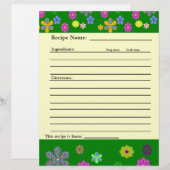 Pages de recettes pour le Classeur des Favoris de  (Devant / Derrière)