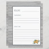 Pages de recettes rustiques pour l'organisateur de (Devant / Derrière)