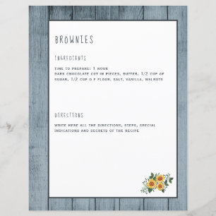 Pages de recettes rustiques pour l'organisateur de
