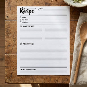 Pages de recettes vierges minimalistes / Feuille d