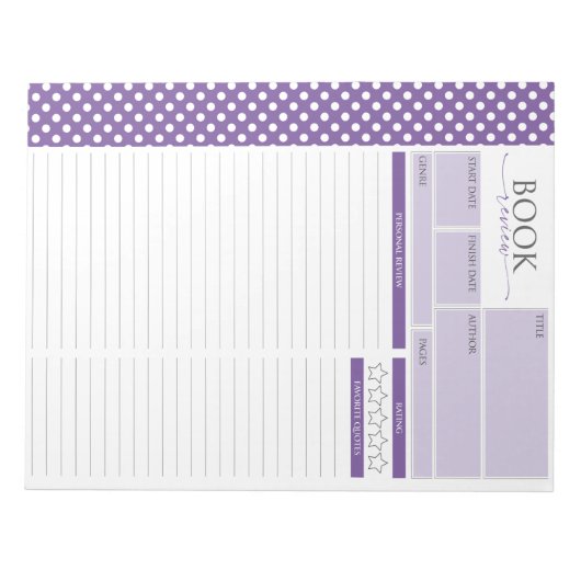 Pages de révision de lecture de lavande Bloc-notes (Devant)