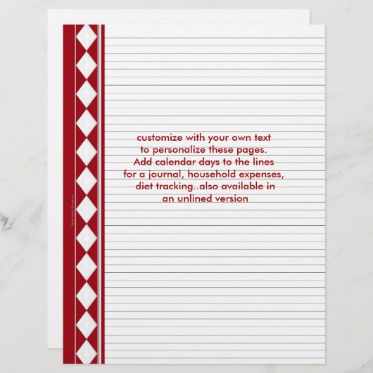 pages en diamants rouges, personnaliser avec votre (Devant / Derrière)