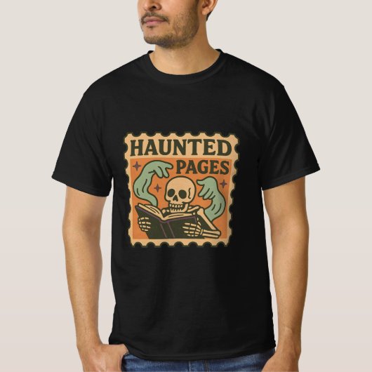 Pages Hantées T-Shirt - Gothic Academia Skeleton (Devant)