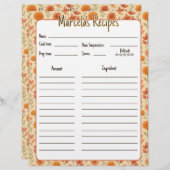 Pages vintages de recettes mexicaines florales pou (Devant / Derrière)