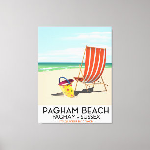 Pagham Beach Sussex poster voor oldtimers Canvas Afdruk