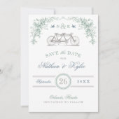 Pagina en blauwe  fiets Opslaan Datum Save The Date (Voorkant)