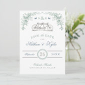 Pagina en blauwe  fiets Opslaan Datum Save The Date (Staand voorkant)
