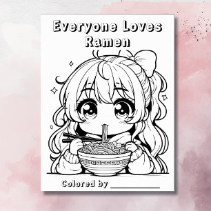 Pagina Kleur mij   Anime Girl Eating Ramen Poster