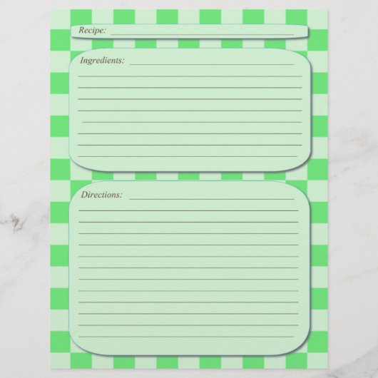 Pagina met groene lichte ingecheckte recept (Achterkant)