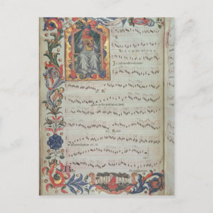 Pagina met muzieknotatie met historiek briefkaart