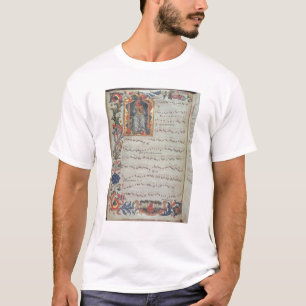 Pagina met muzieknotatie met historiek t-shirt