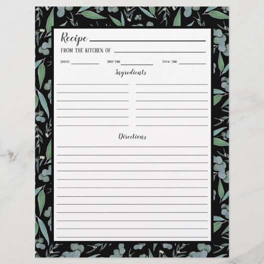 Pagina Multomap Chic Black Eucalyptus Pattern Reci (Achterkant)