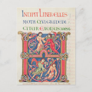 Pagina van de Bijbel van Winchester, c.1150-80 Briefkaart