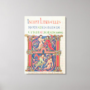 Pagina van de Bijbel van Winchester, c.1150-80 Canvas Afdruk