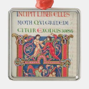 Pagina van de Bijbel van Winchester, c.1150-80 Metalen Ornament