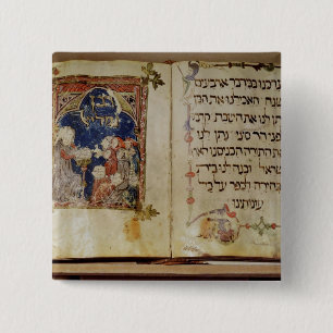 Pagina van een Haggadah Vierkante Button 5,1 Cm