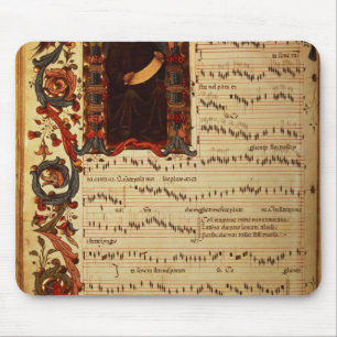 Pagina van Musical Notation met historiek Muismat