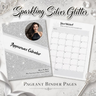 Paginaant Binder Kalender Zilveren Glitter Pagina'