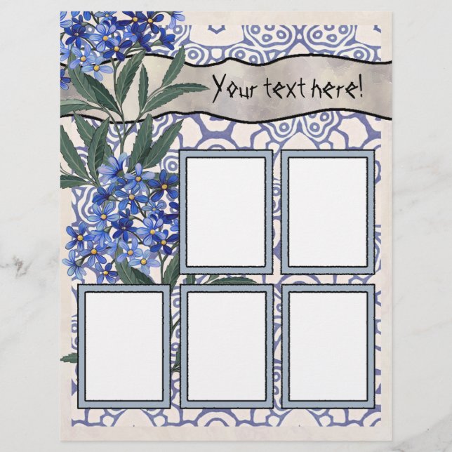 Pagina's voor opmaak scrapbook - vijf Lijsten (Voorkant)