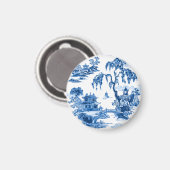 Pagoda Garden in Blue Porcelain Magnet (Recto/Verso)