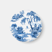 Pagoda Garden in Blue Porcelain Magnet (Devant)