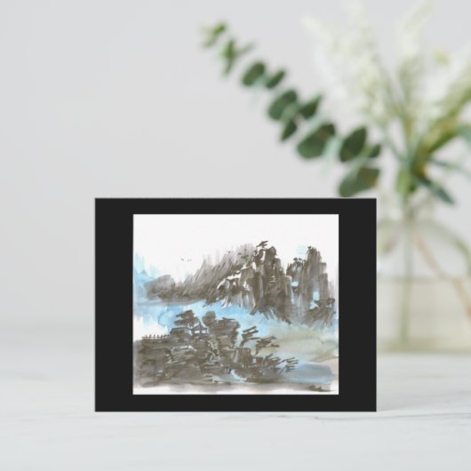 Pagoda in de bergen in het Zwarte Briefkaart (Staand voorkant)