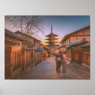 Pagoda in Dusk in Kyoto Japan Poster