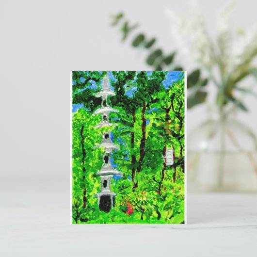 Pagoda in het briefkaart van het landschap van de  (Staand voorkant)