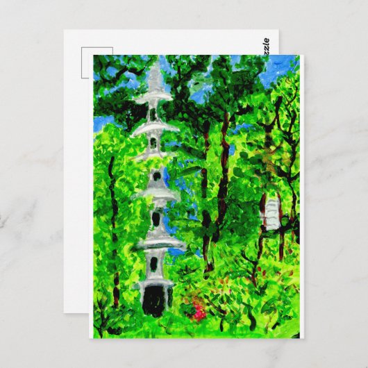 Pagoda in het briefkaart van het landschap van de  (Voorkant / Achterkant)