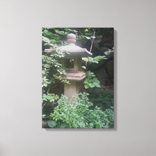 Pagoda Stone Statue Canvas Japanse tuinen Afdruk