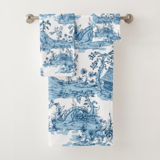 Pagode bleue vintage et blanche Chinoiserie (En situation)