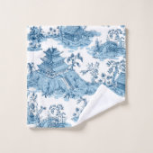 Pagode bleue vintage et blanche Chinoiserie (Gant de toilette)